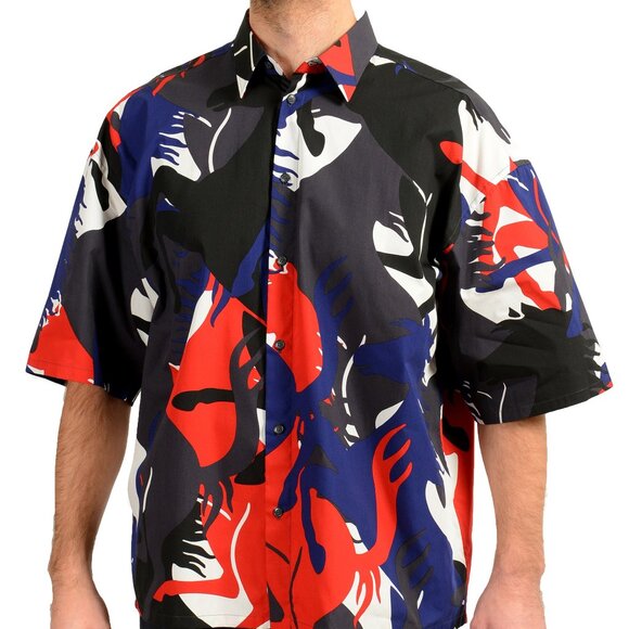 Scuderia Ferrari Men's Camouflage Pr.Horse Print Short Sleeve Shirt US XL IT 54